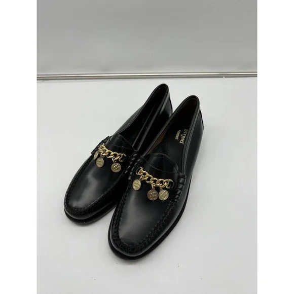 New Anthropologie Bass Charm Penny Laofers Womans Size 8 Medium Black Slip On - Picture 5 of 11